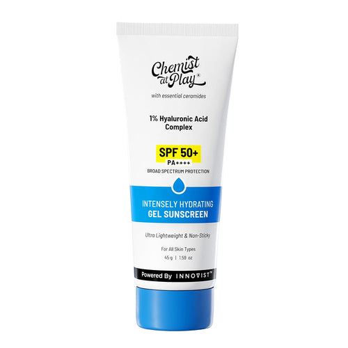 Chemist at Play Intensely Hydrating Gel Sunscreen SPF 50+ PA++++, 45gm, Hyaluronic Acid and Ceramides