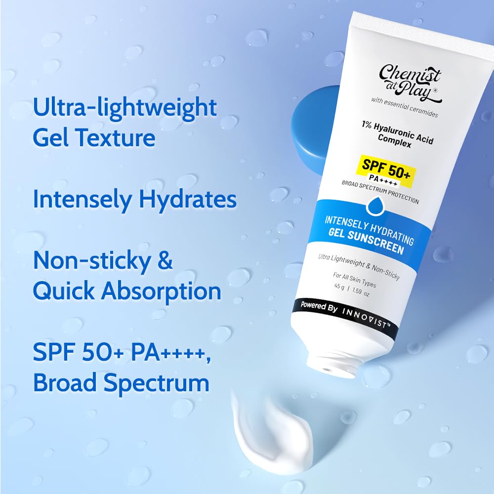 Chemist at Play Intensely Hydrating Gel Sunscreen SPF 50+ PA++++, 45gm, Hyaluronic Acid and Ceramides - back view