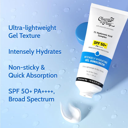 Chemist at Play Intensely Hydrating Gel Sunscreen SPF 50+ PA++++, 45gm, Hyaluronic Acid and Ceramides - back view