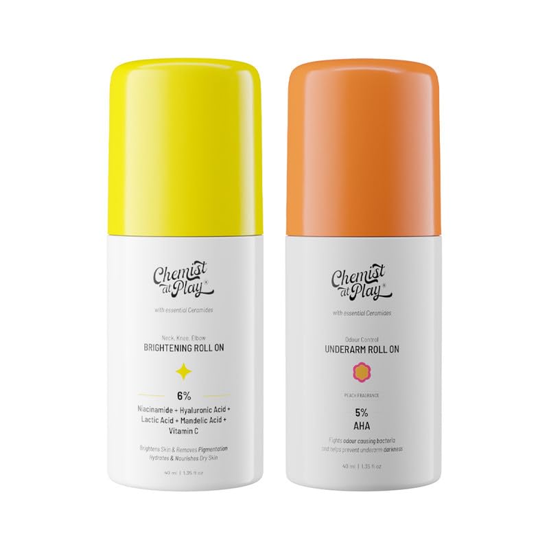 Chemist at Play Neck Knee Elbow Roll On Serum, 40ml, Vitamin C, Hyaluronic Acid, Mandelic Acid, Niacinamide, Adult Unisex (18