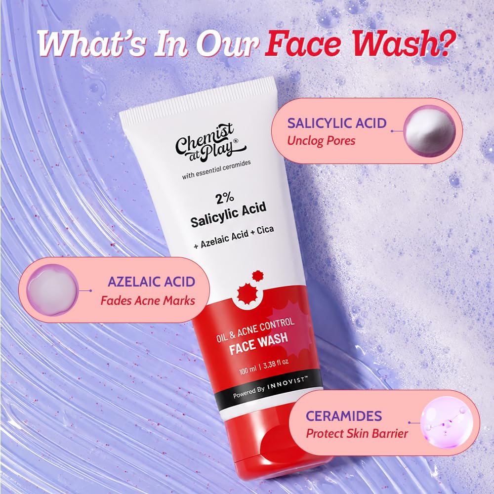 Chemist at Play Salicylic Acid Face Wash, 2% Formula, 100 ml, Unisex - ingredients panel (13)