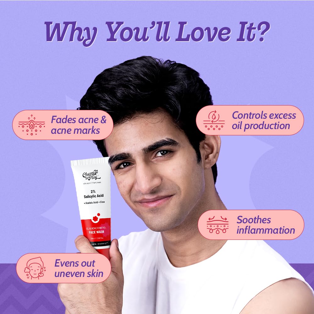 Chemist at Play Salicylic Acid Face Wash, 2% Formula, 100 ml, Unisex - front view
