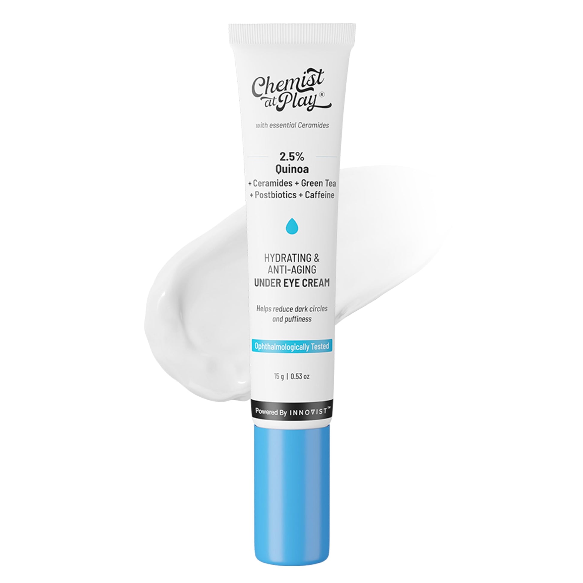 Chemist at Play Under Eye Cream with Ceramides, Revital Eye & Quinoa Extract, Cooling Gel Roller, Vegan, 15g