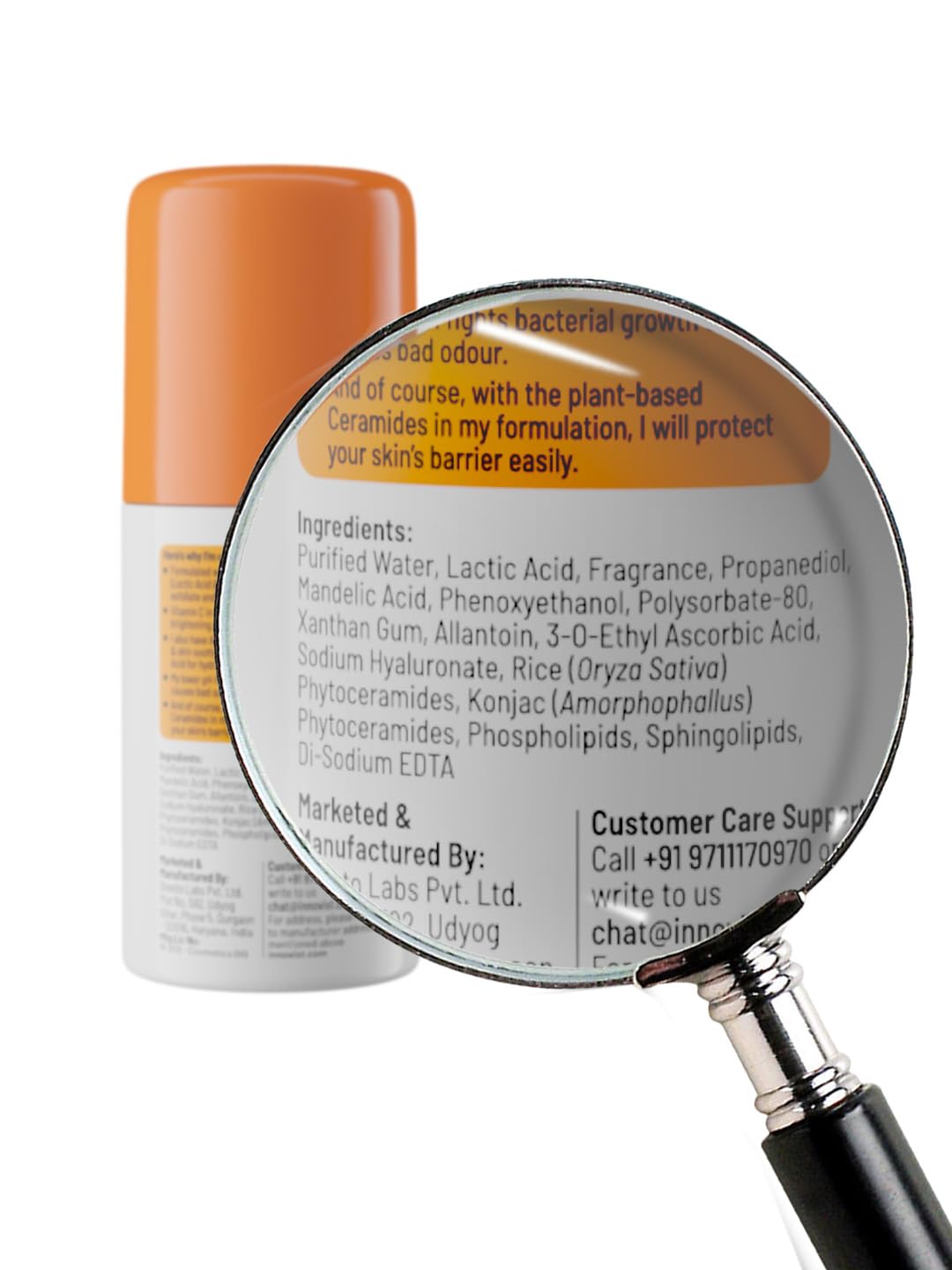 Chemist at Play UnderArm Roll On Deodorant with 5% AHA, 1% Mandelic Acid, 0% Aluminium, 0% Alcohol, 40ml - in use