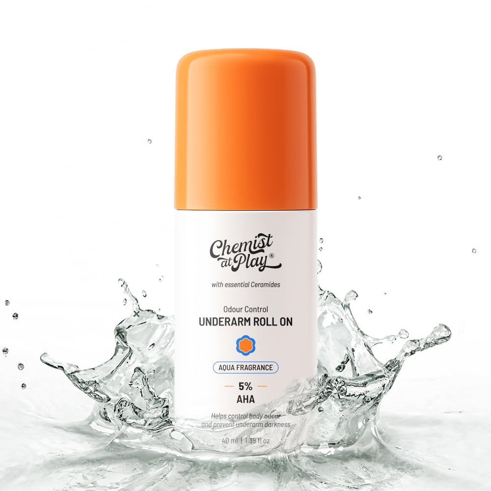 Chemist at Play Underarm Roll-On Deodorant with AHA Lactic Mandelic Acid Alcohol-Free Vegan - front view