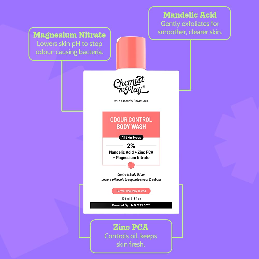 Chemist at Play Underarm Roll-On Deodorant with AHA Lactic Mandelic Acid Alcohol-Free Vegan - front view (23)