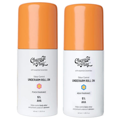 Chemist at Play Underarm Roll On Deodorant with Lactic & Mandelic Acid, Aluminium-Free, Alcohol-Free, Vegan Formula, Unisex