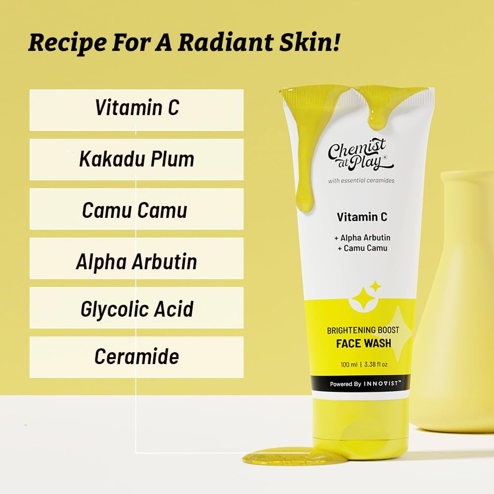 Chemist at Play Vitamin C Face Wash, 100ml, Camu Camu, Niacinamide, Unisex - in use