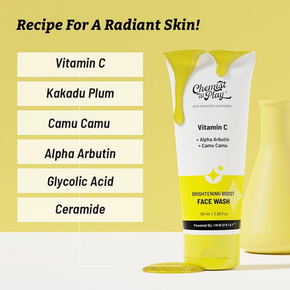 Chemist at Play Vitamin C Face Wash, 100ml, Camu Camu, Niacinamide, Unisex - in use