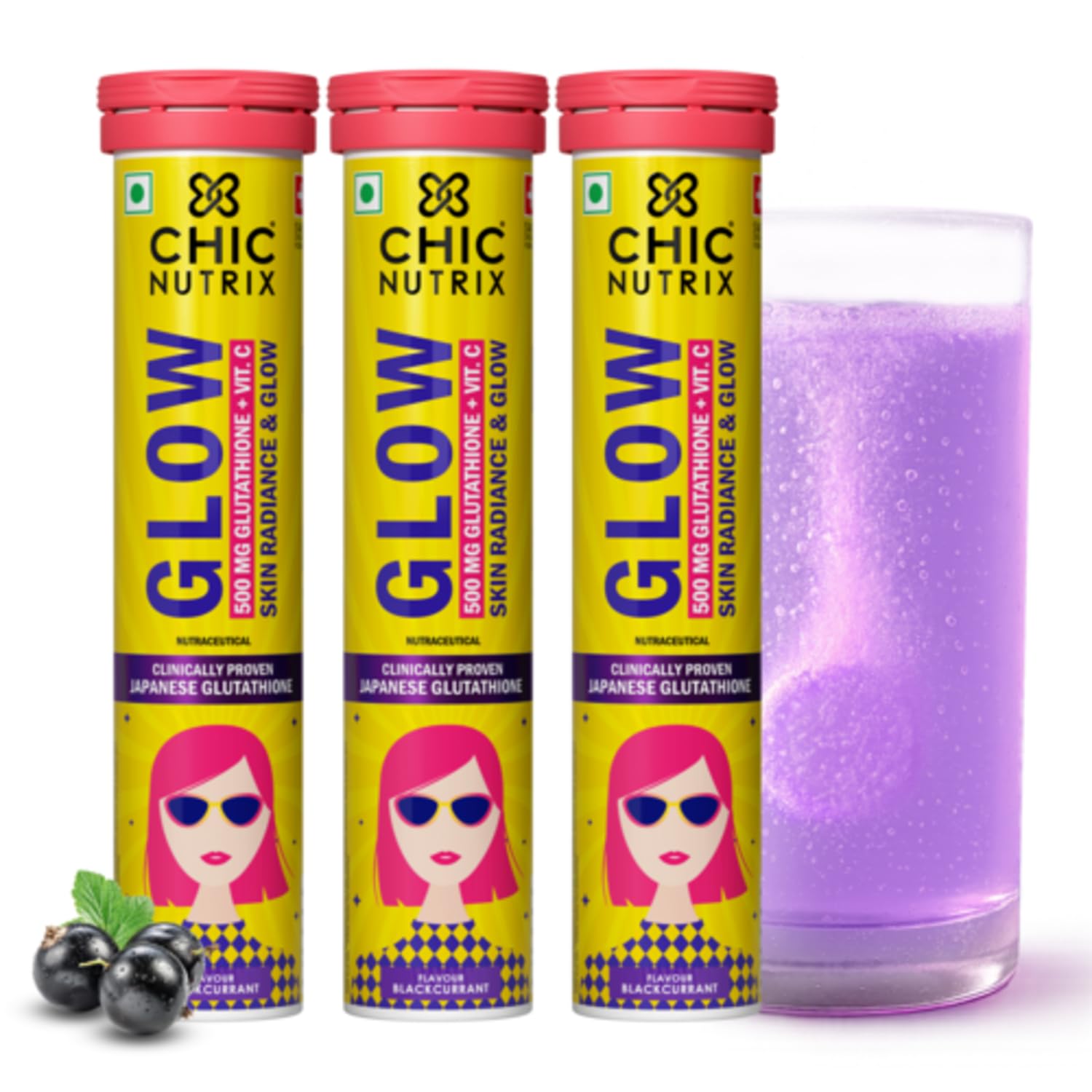 CHICNUTRIX Glutathione Effervescent Tablets with Vitamin C, 500mg Japanese Glutathione, Sugar-Free (11)