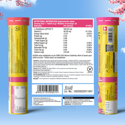 CHICNUTRIX Glutathione Effervescent Tablets with Vitamin C, 500mg Japanese Glutathione, Sugar-Free - label detail (17)