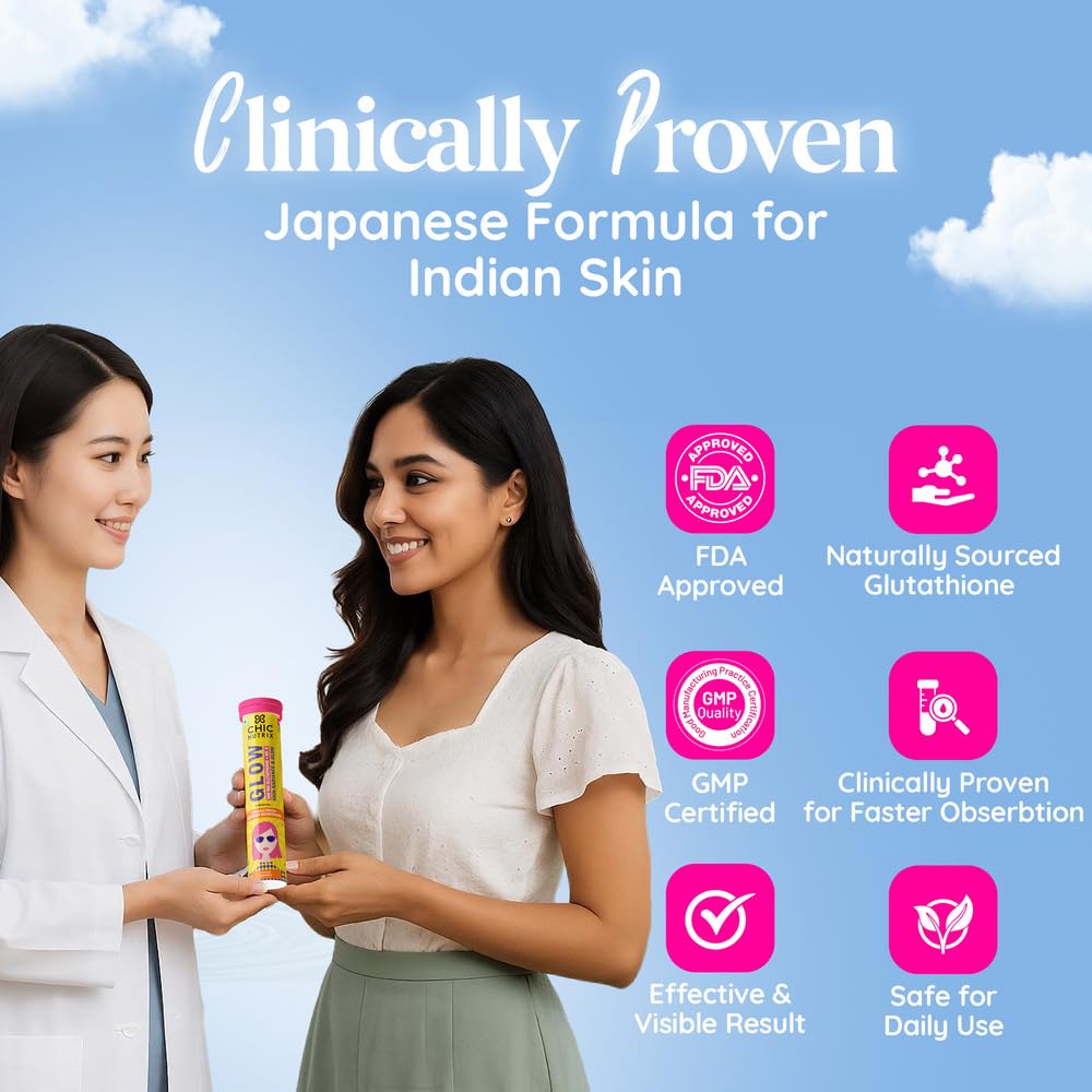 CHICNUTRIX Glutathione Effervescent Tablets with Vitamin C, 500mg Japanese Glutathione, Sugar-Free - packaging (25)