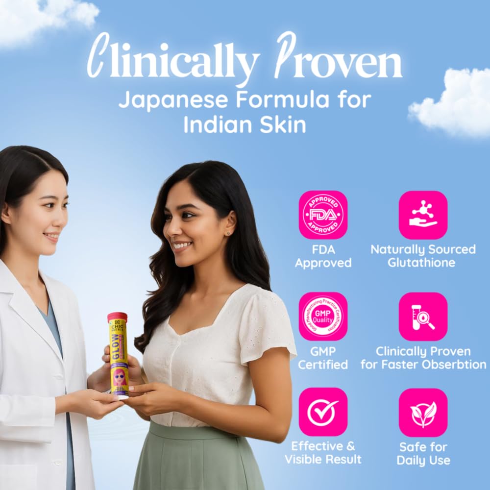 CHICNUTRIX Glutathione Effervescent Tablets with Vitamin C, 500mg Japanese Glutathione, Sugar-Free - packaging
