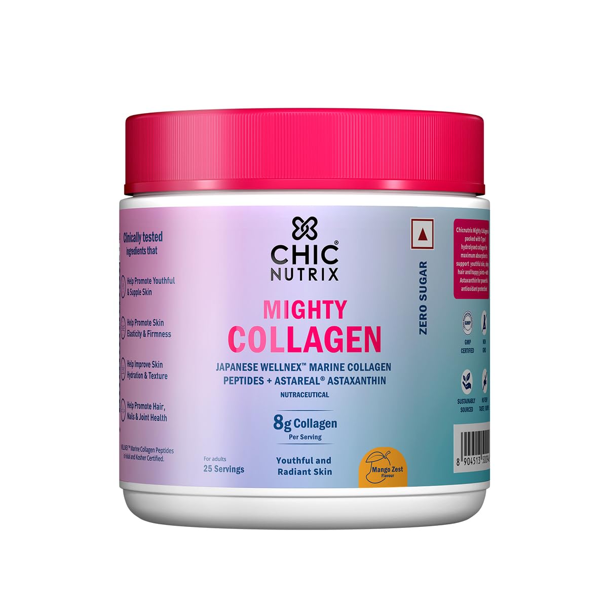 CHICNUTRIX Marine Collagen Peptides Powder, 8000mg Japanese Marine Collagen, 30 Servings, Halal & Kosher Certified (10)
