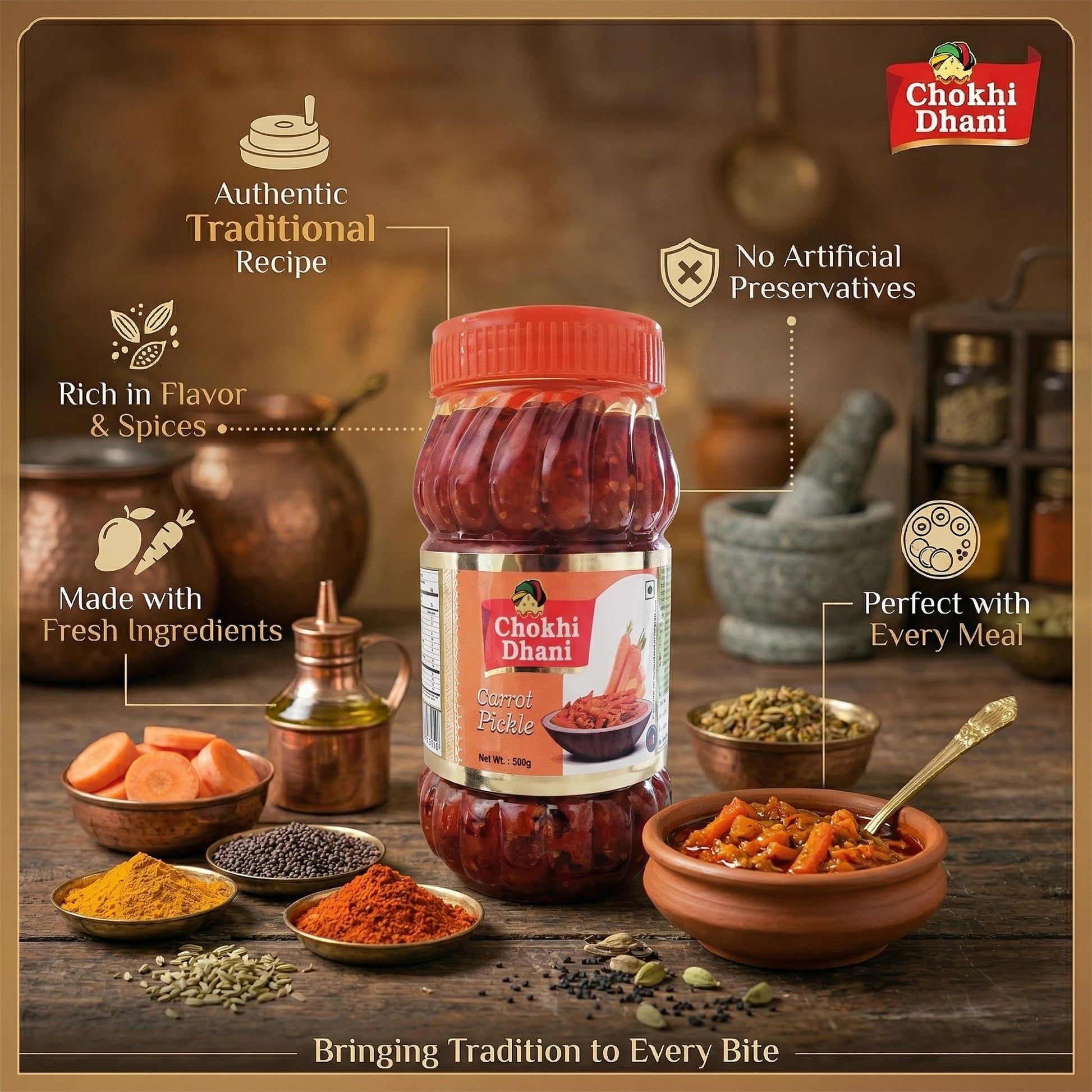 Chokhi Dhani Garlic Pickle, 200g, Indian Lehsun Ka Achar, Mustard Oil Based Pickle - label detail (12)