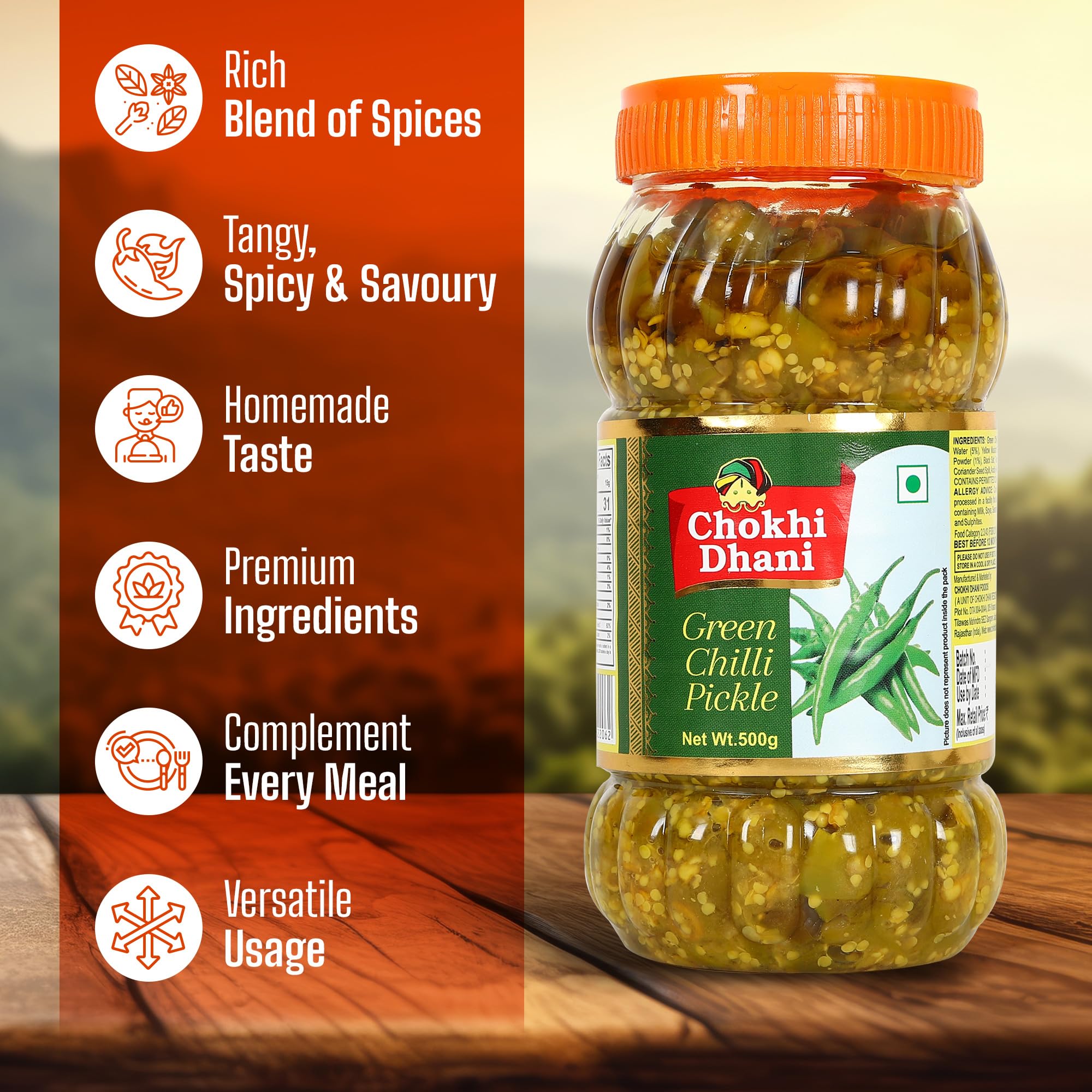 Chokhi Dhani Garlic Pickle, 200g, Indian Lehsun Ka Achar, Mustard Oil Based Pickle - back view (18)