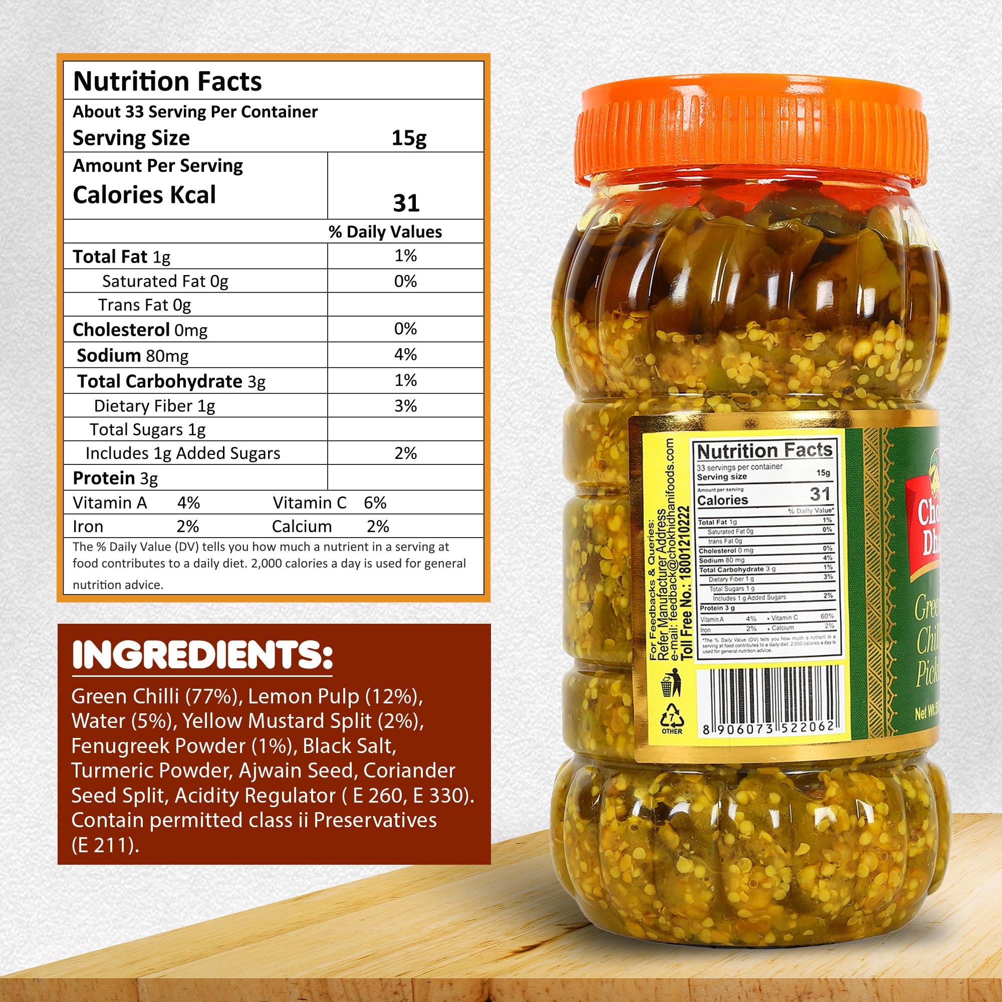 Chokhi Dhani Garlic Pickle, 200g, Indian Lehsun Ka Achar, Mustard Oil Based Pickle - ingredients panel (21)