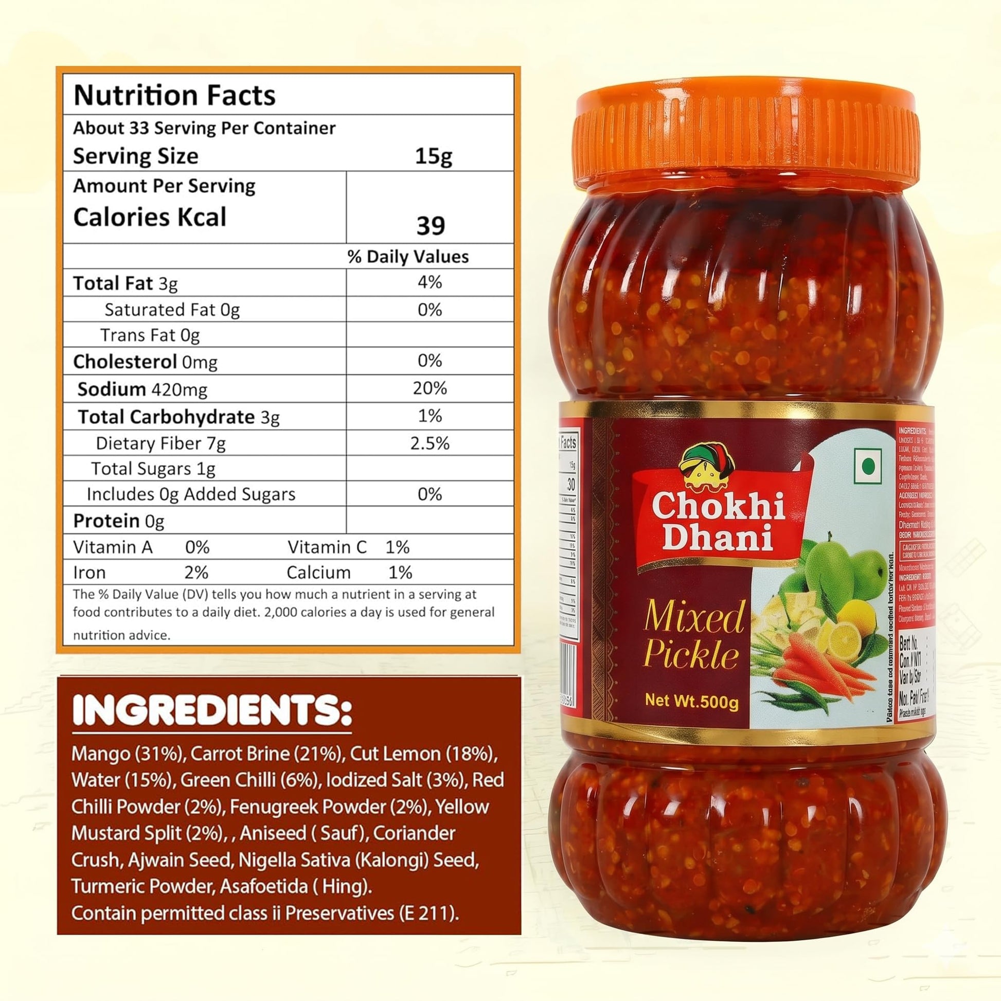 Chokhi Dhani Garlic Pickle, 200g, Indian Lehsun Ka Achar, Mustard Oil Based Pickle - size and scale