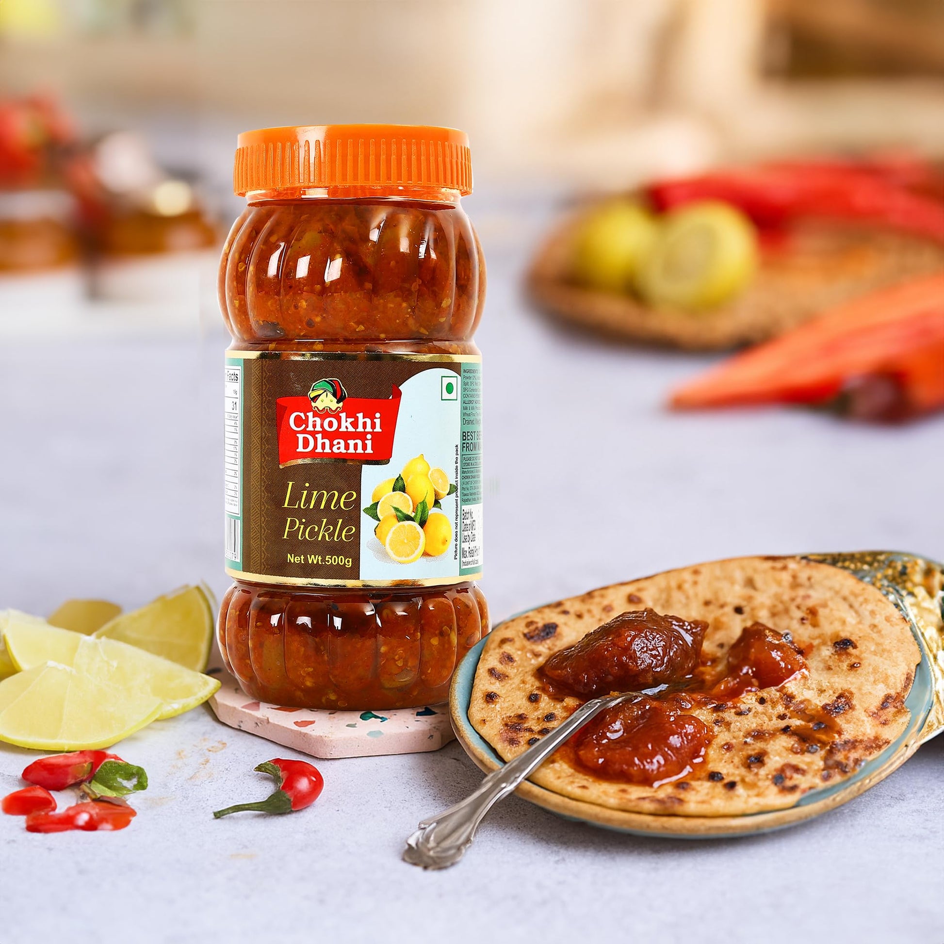 Chokhi Dhani Garlic Pickle, 200g, Indian Lehsun Ka Achar, Mustard Oil Based Pickle - front view (39)