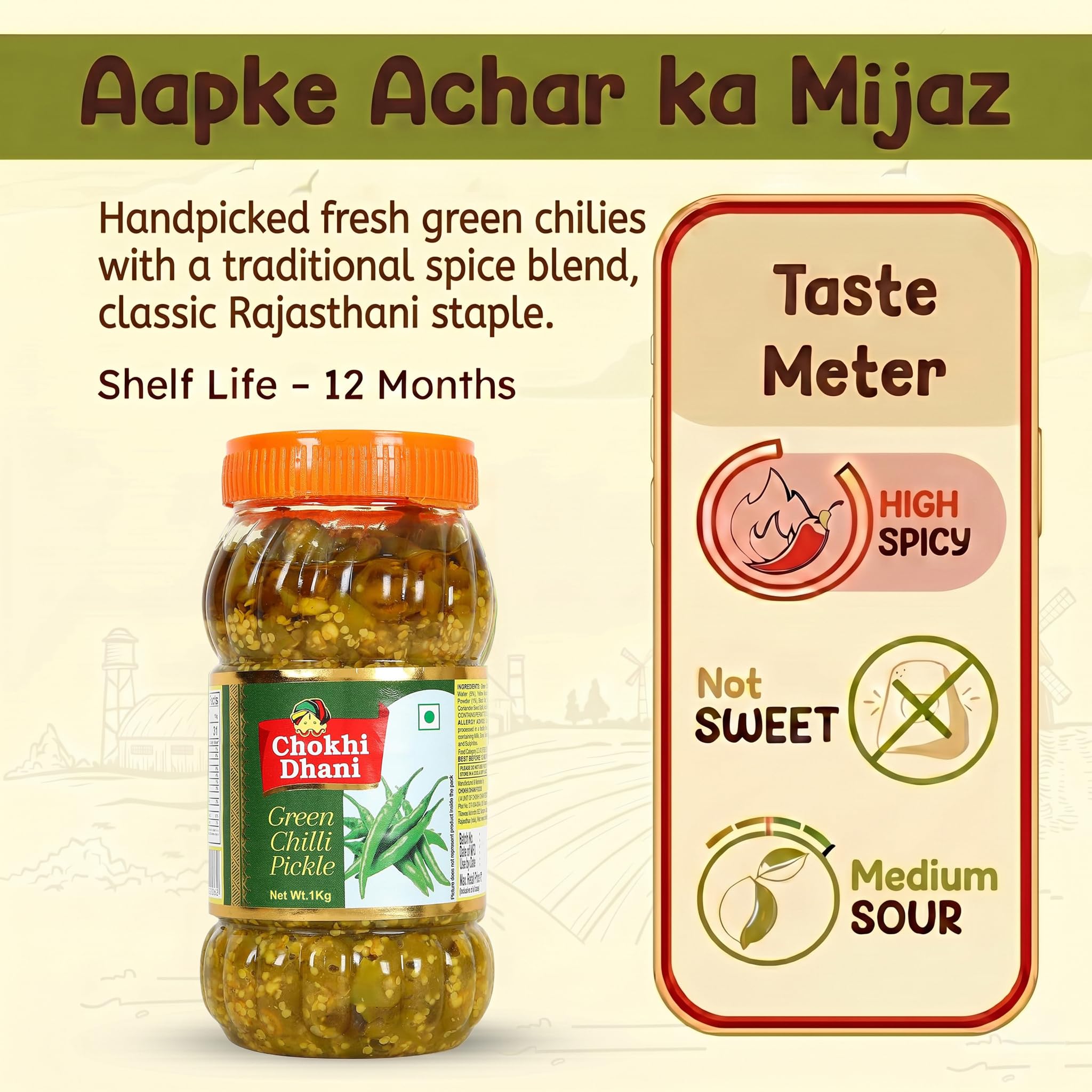 Chokhi Dhani Garlic Pickle, 200g, Indian Lehsun Ka Achar, Mustard Oil Based Pickle - back view (55)