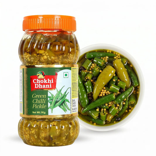 Chokhi Dhani Green Chilli Pickle (Hari Mirch Achar) - Mustard Oil Indian Pickle, Homemade Style