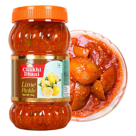 Chokhi Dhani Lime Pickle - Traditional Nimbu Achar, Oil Free, No Onion No Garlic, Spicy Tangy Indian Pickle