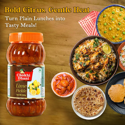 Chokhi Dhani Lime Pickle - Traditional Nimbu Achar, Oil Free, No Onion No Garlic, Spicy Tangy Indian Pickle - packaging (9)