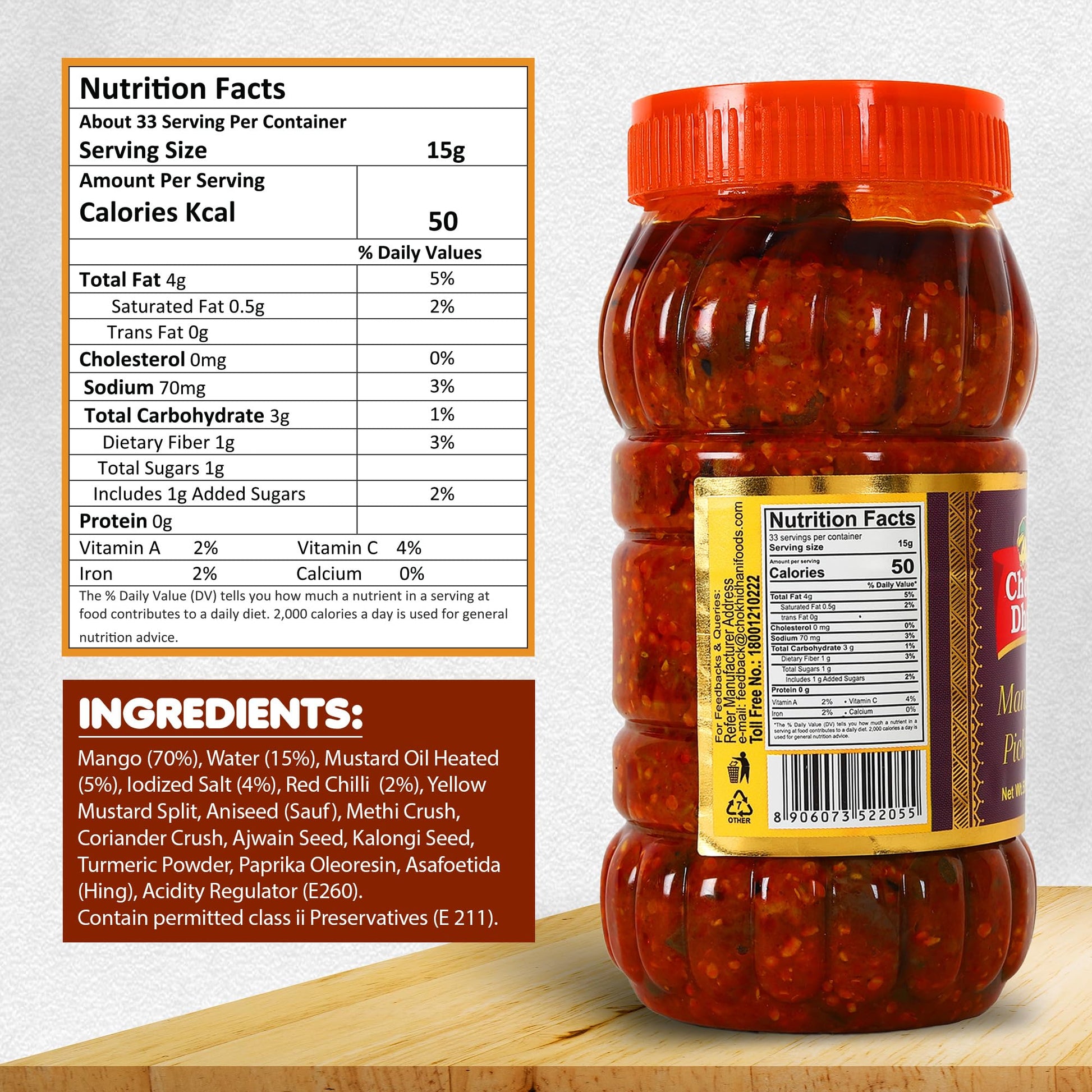 Chokhi Dhani Mango Pickle 1kg | Traditional Indian Aam Ka Achar | Spicy & Tangy Rajasthani Style | No Artificial Colours | Au