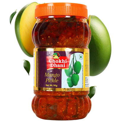 Chokhi Dhani Mango Pickle 1kg | Traditional Indian Aam Ka Achar | Spicy & Tangy Rajasthani Style | No Artificial Colours | Au