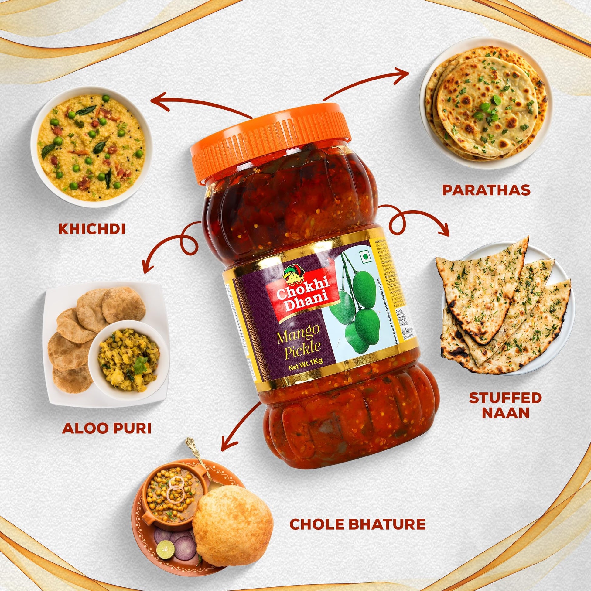 Chokhi Dhani Mango Pickle 1kg | Traditional Indian Aam Ka Achar | Spicy & Tangy Rajasthani Style | No Artificial Colours | Au
