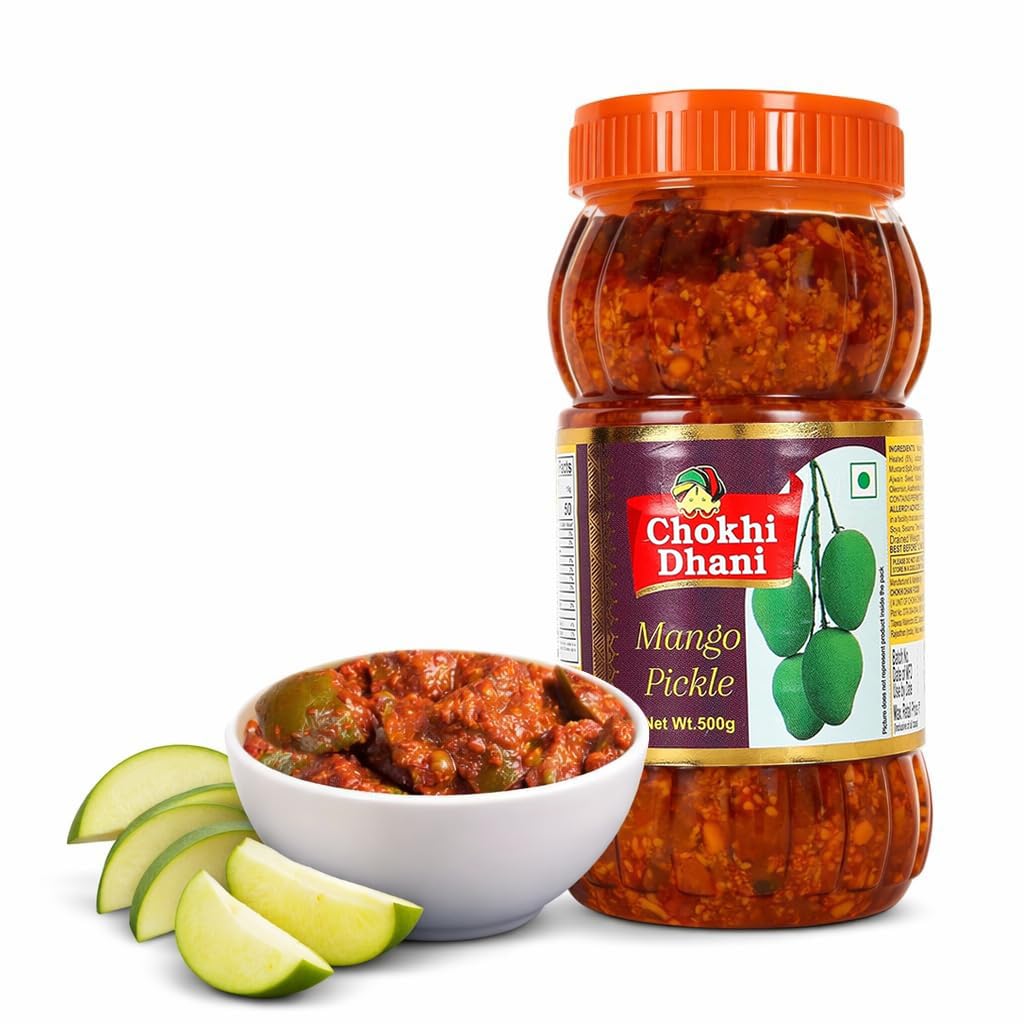 Chokhi Dhani Mango Pickle 1kg | Traditional Indian Aam Ka Achar | Spicy & Tangy Rajasthani Style | No Artificial Colours | Au