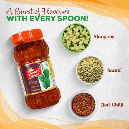 Chokhi Dhani Mango Pickle 1kg | Traditional Indian Aam Ka Achar | Spicy & Tangy Rajasthani Style | No Artificial Colours | Au