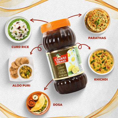 Chokhi Dhani Sweet Lemon Pickle, 600g, Khatta Meetha Nimbu Achar, Traditional Homemade Style, Vegetarian - back view