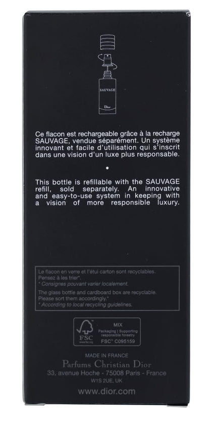 Christian Dior Sauvage Eau de Toilette for Men, 100ml, Woody Spicy Fragrance - size and scale