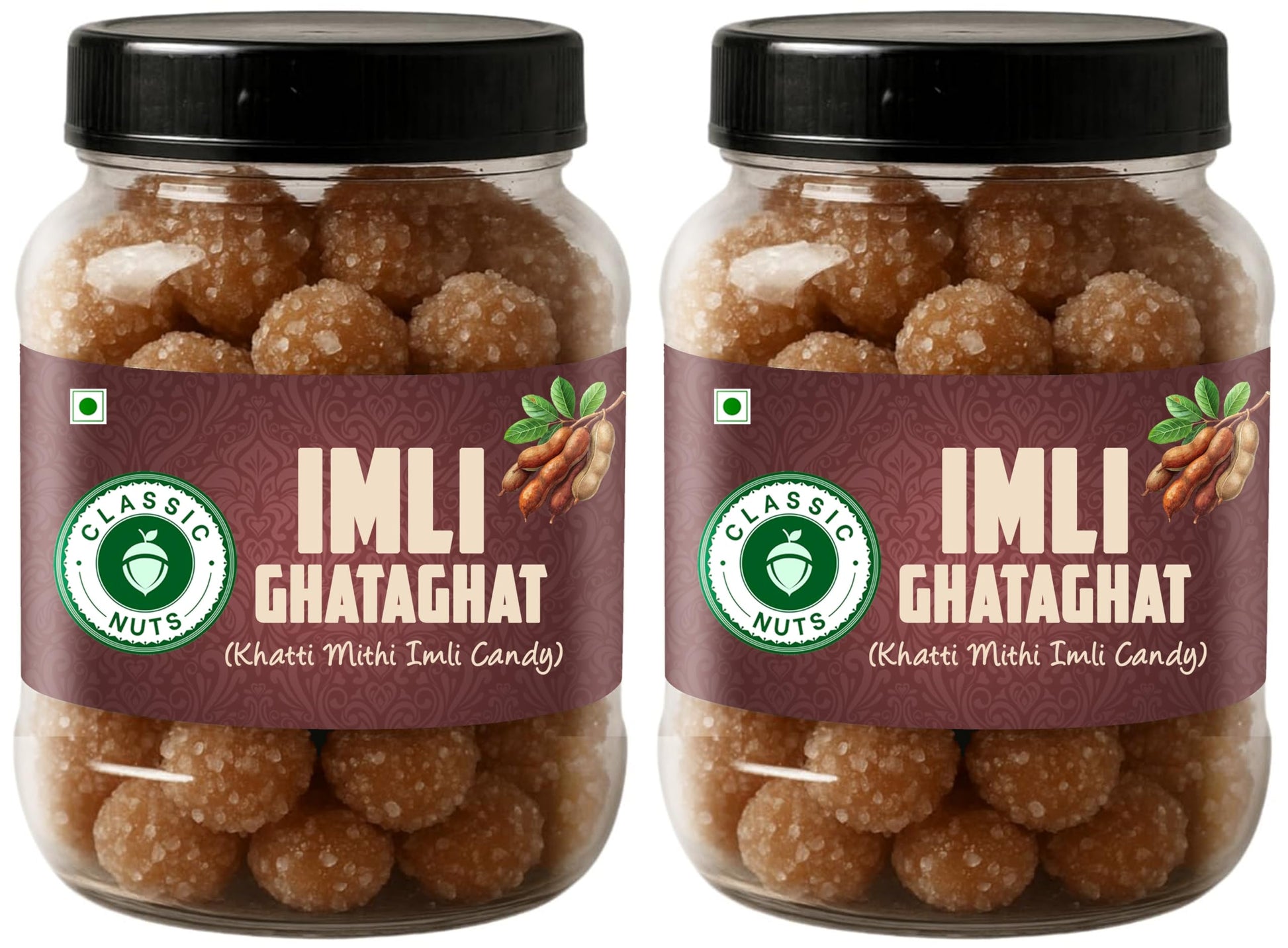 Classic Nuts Imali Ghataghat Tamarind Candy, 500g (2x250g), Chewy Chatpata Indian, Hard Candies