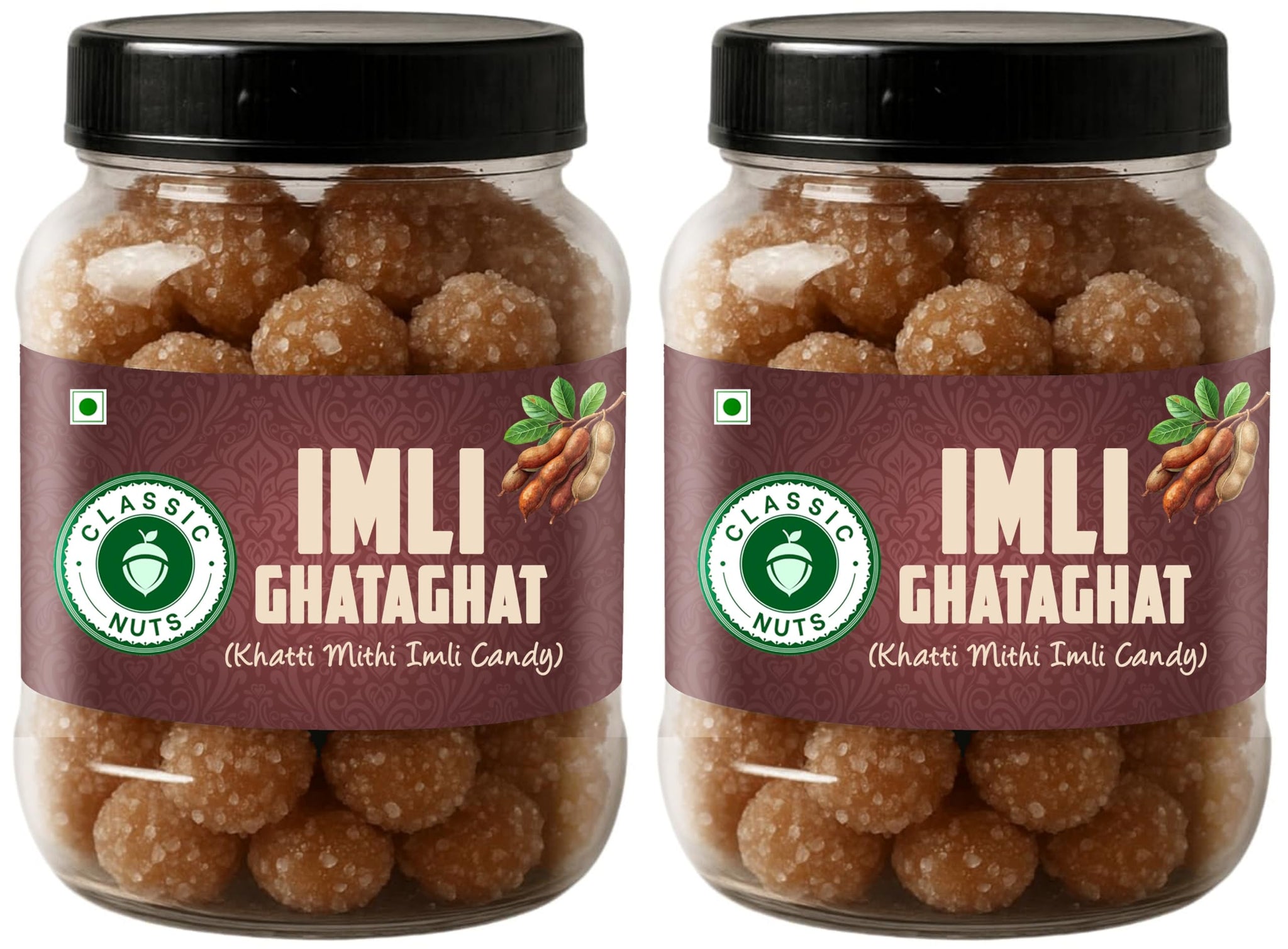 Classic Nuts Imali Ghataghat Tamarind Candy, 500g (2x250g), Chewy Chatpata Indian, Hard Candies