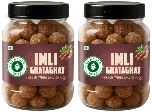 Classic Nuts Imali Ghataghat Tamarind Candy, 500g (2x250g), Chewy Chatpata Indian, Hard Candies