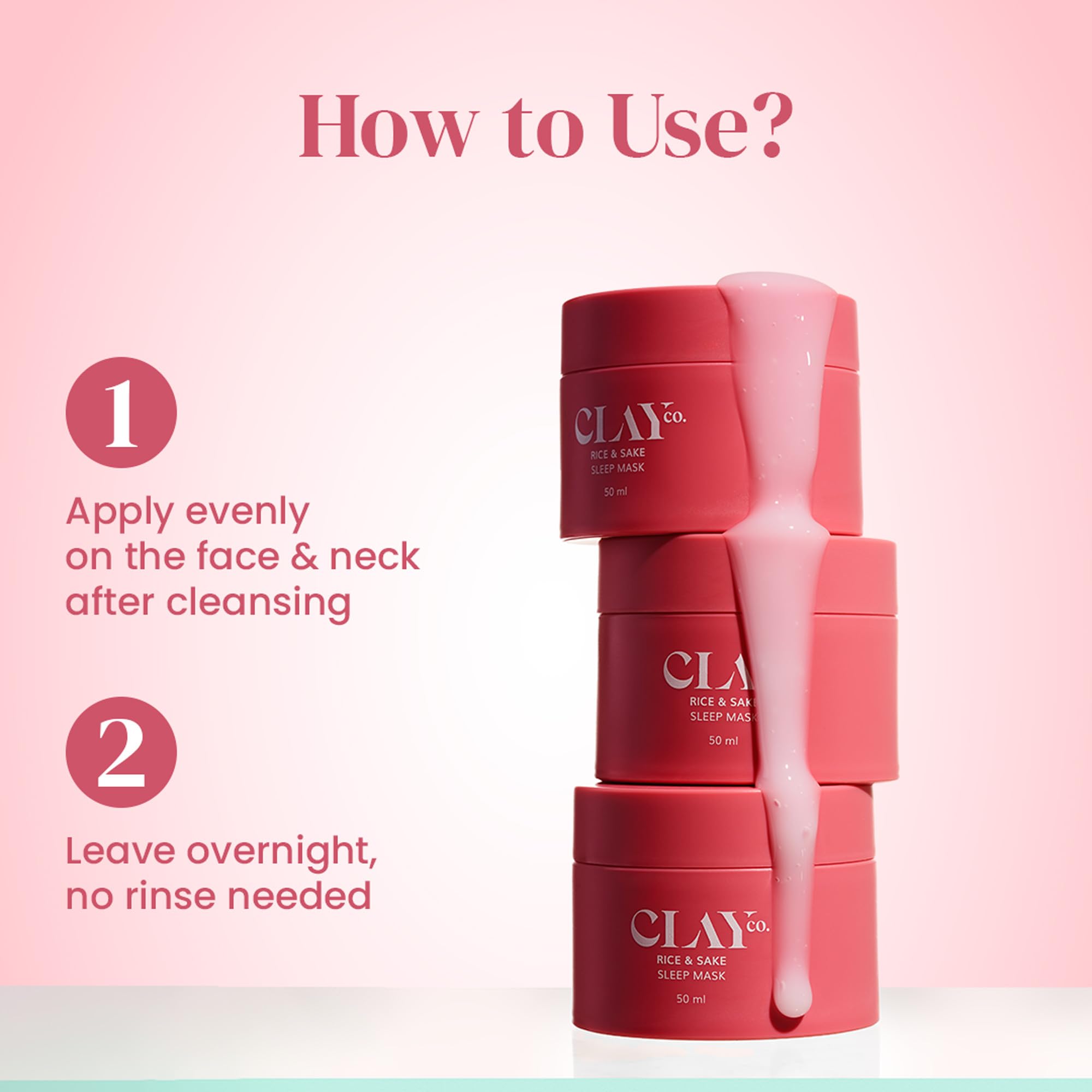 Clayco Hydrating Rice & Sake Sleep Mask | Clay Face Mask for Glowing Skin | Japanese Skincare Collagen Mask | Sulfate-Free Ve