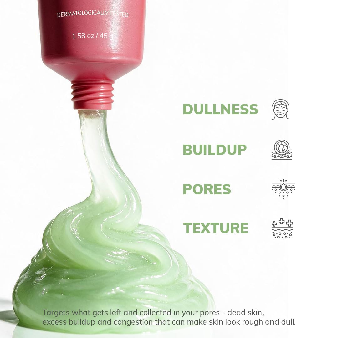 CLAYCO Matcha Enzyme Scrub with AHA & BHA, Unisex, Paraben-Free, Vegan, Cruelty-Free, Facial Scrub - front view