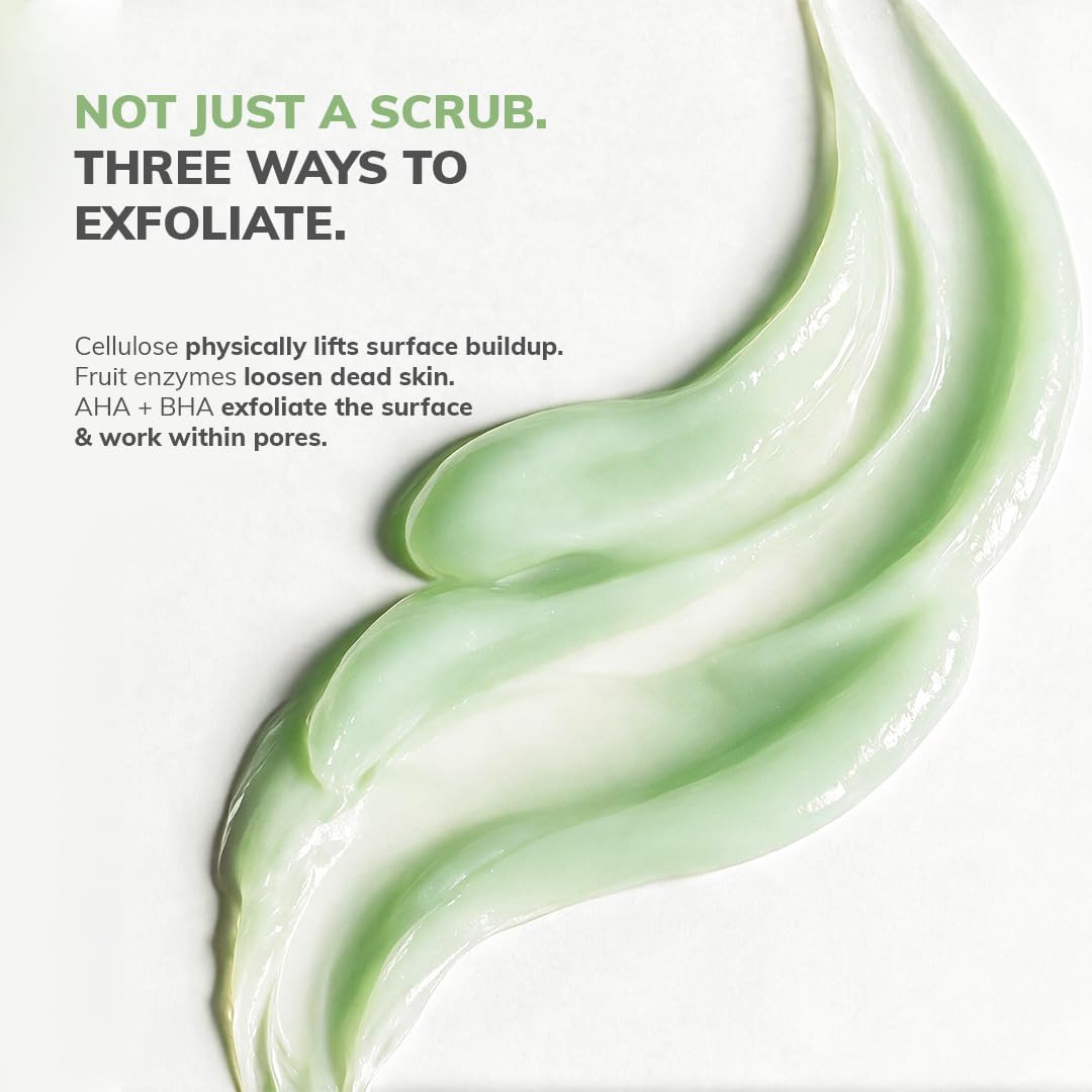 CLAYCO Matcha Enzyme Scrub with AHA & BHA, Unisex, Paraben-Free, Vegan, Cruelty-Free, Facial Scrub - back view