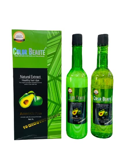 COLOR BEAUTÉ Semi-Permanent Hair Gel Color - Black Hair Dye, 500ml x 2, Natural Herbal Hair Color for Men and Women