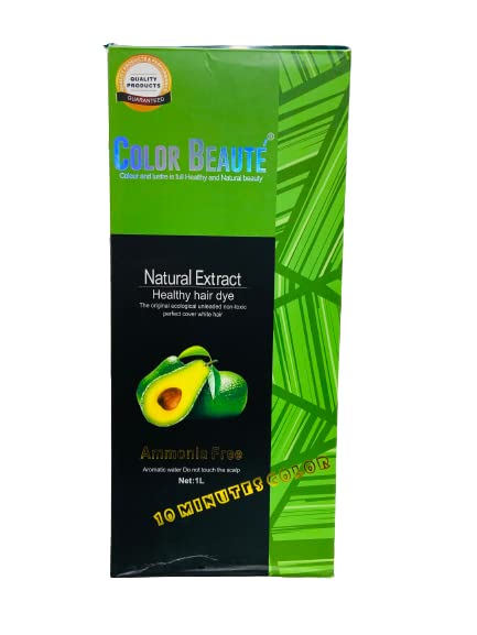 COLOR BEAUTÉ Semi-Permanent Hair Gel Color - Black Hair Dye, 500ml x 2, Natural Herbal Hair Color for Men and Women - front v