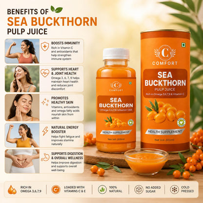 COMFORT Sea Buckthorn Himalayan Pulp,300 ML (PACK OF 1) Concentrate 50 Glasses Made for Your Total Body Care & Wellness Rich 