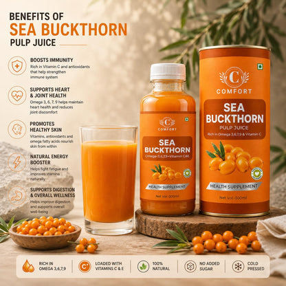 COMFORT Sea Buckthorn Himalayan Pulp,300 ML (PACK OF 1) Concentrate 50 Glasses Made for Your Total Body Care & Wellness Rich 