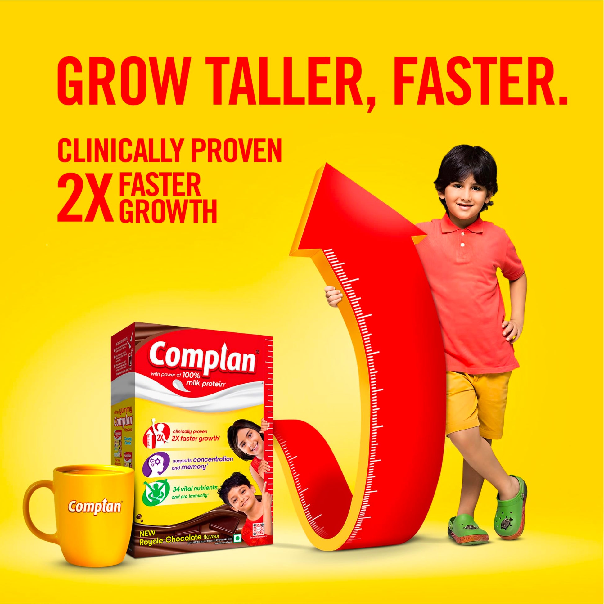 Complan Nutrition Drink Powder for Children, Royale Chocolate Flavour, 1 kg Carton (30 Servings) - front view