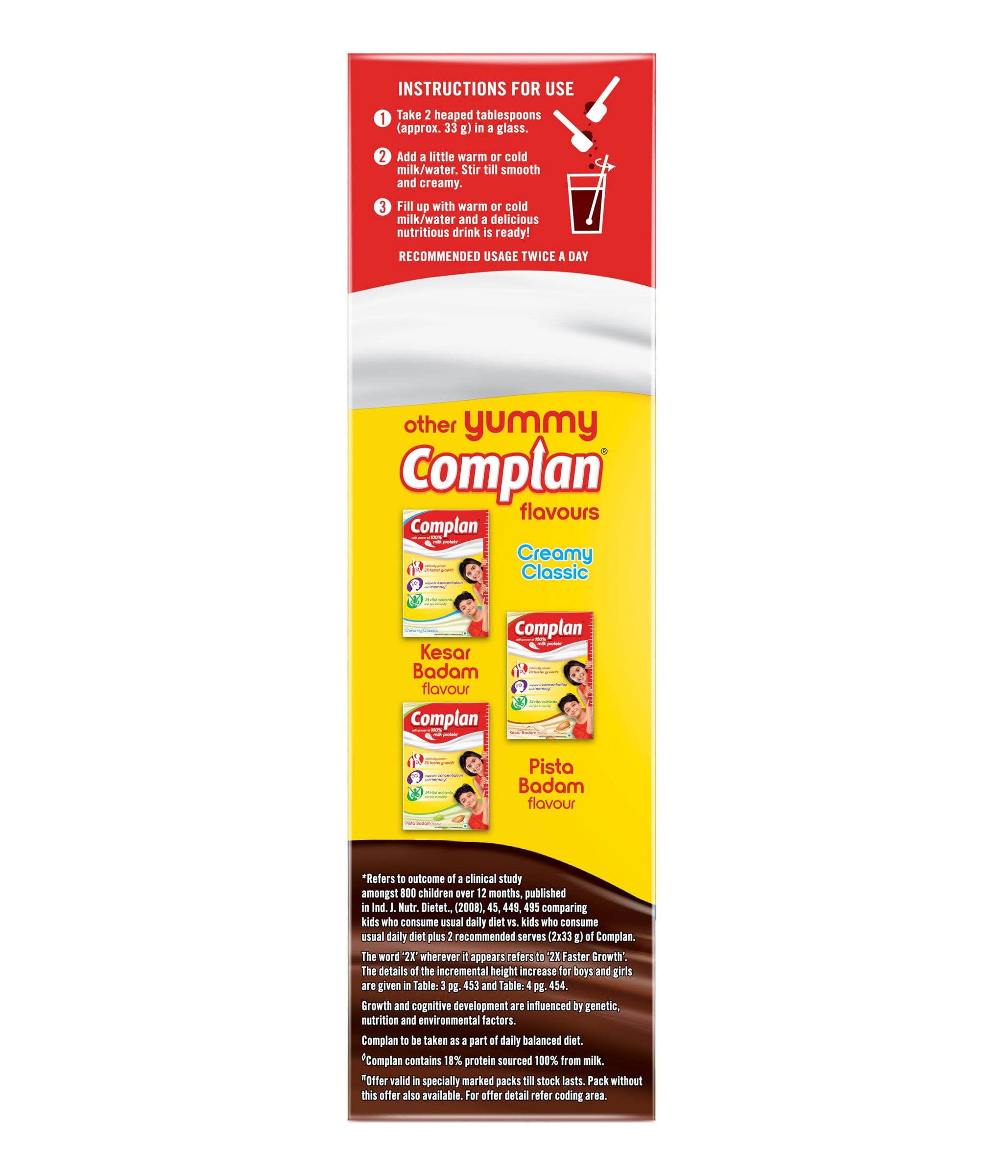 Complan Nutrition Drink Powder for Children, Royale Chocolate Flavour, 1 kg Carton (30 Servings) - size and scale