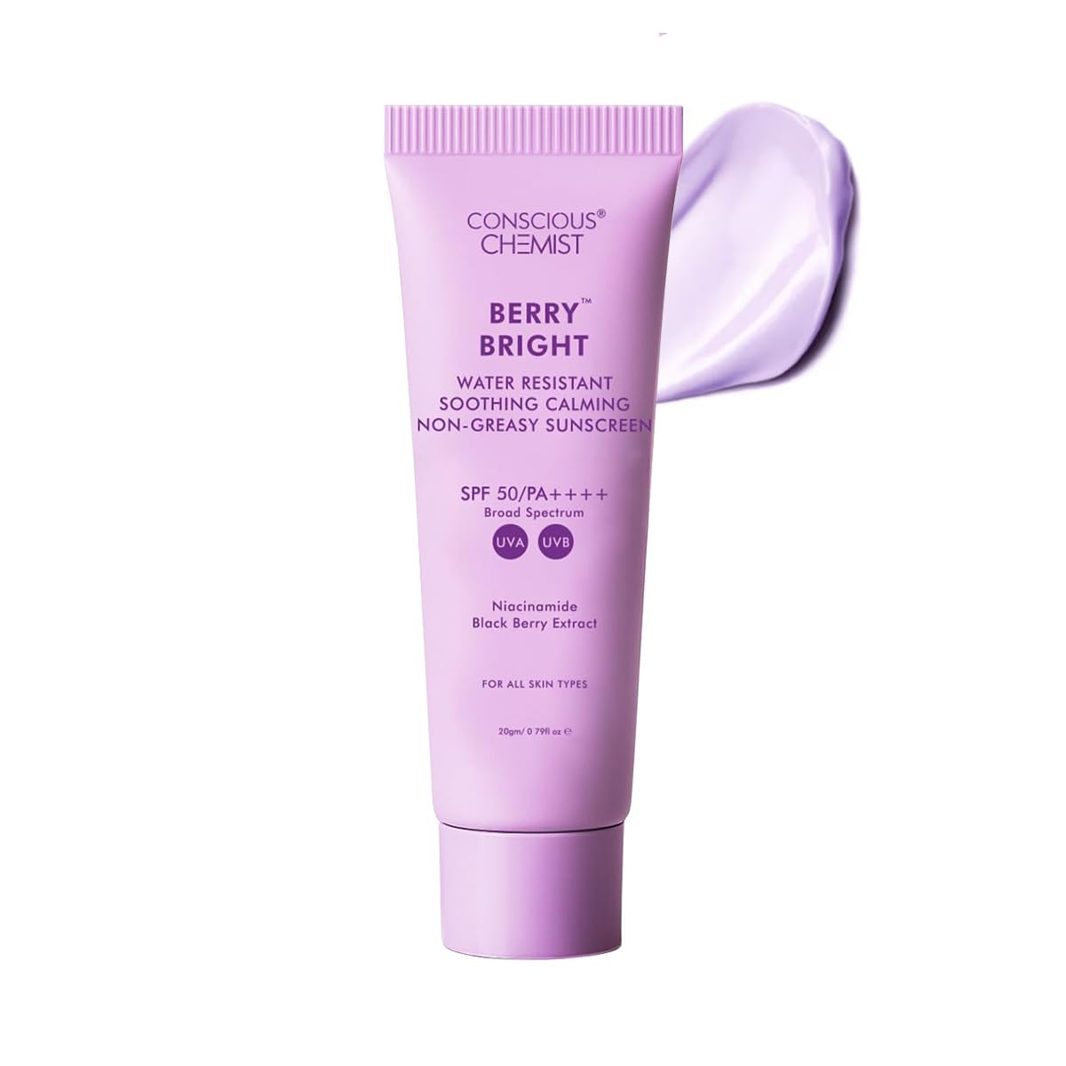 Conscious Chemist Berry Bright SPF 50 PA++++ Water Resistant Face Sunscreen Gel