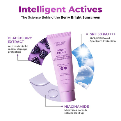 Conscious Chemist Berry Bright SPF 50 PA++++ Water Resistant Face Sunscreen Gel - back view (10)