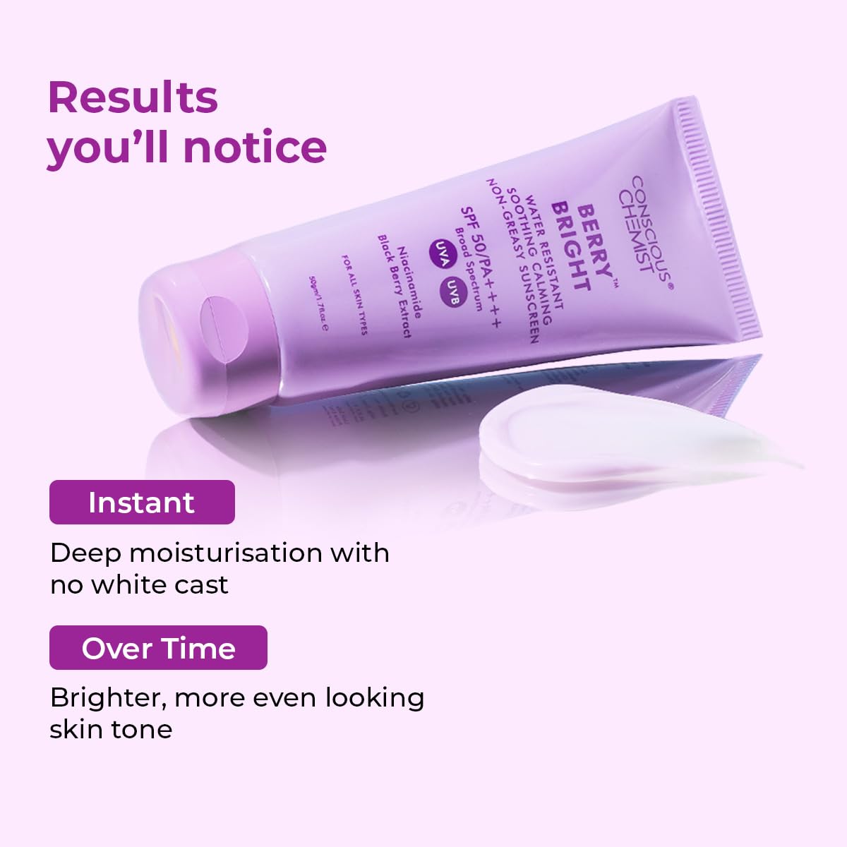 Conscious Chemist Berry Bright SPF 50 PA++++ Water Resistant Face Sunscreen Gel - close-up detail (21)