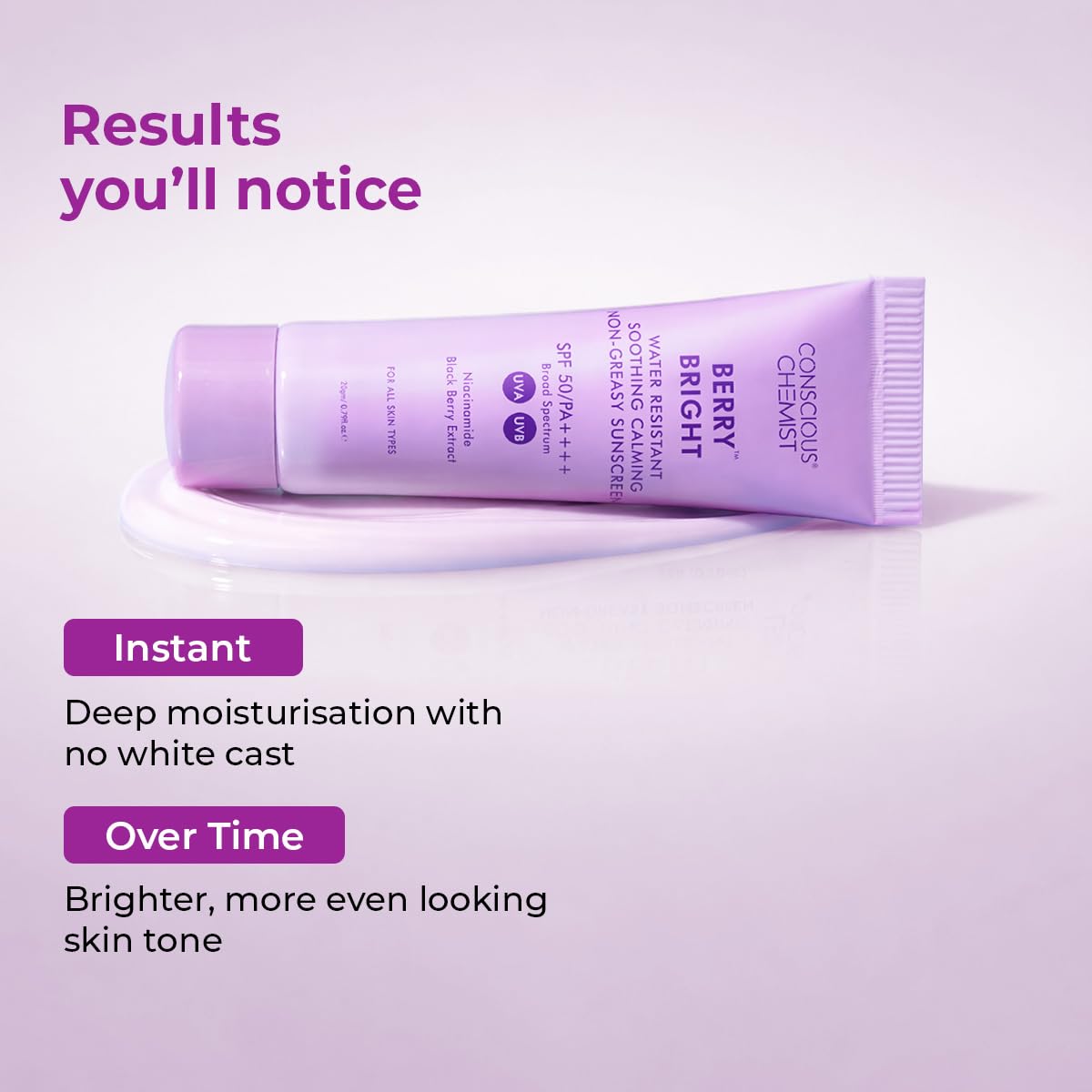 Conscious Chemist Berry Bright SPF 50 PA++++ Water Resistant Face Sunscreen Gel - close-up detail